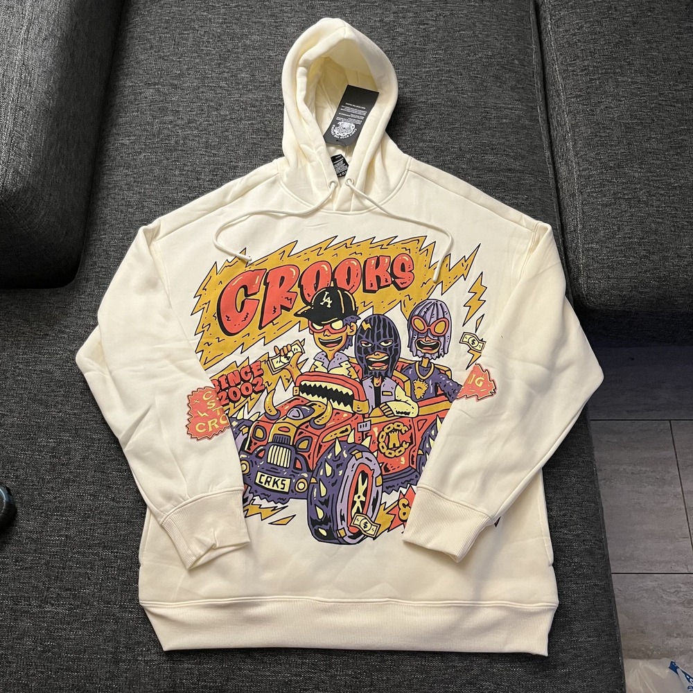 Crooks & Castles Hoodie Mens Medium‎ Oversize Robbing Hotrod Graphic 2000s